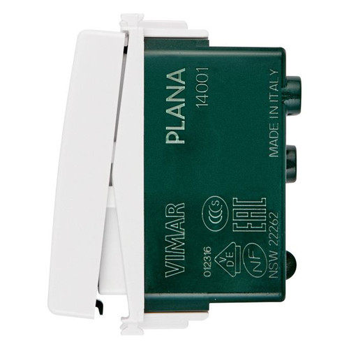Vimar Plana 1P 16AX 1-Way Switch, 250V, IP40, Flush Mount