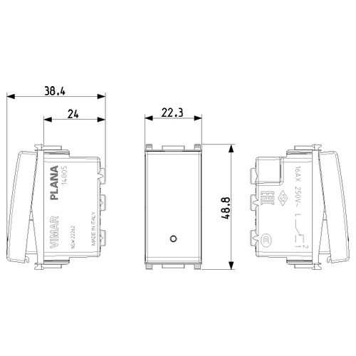 Vimar Plana 1P 16AX 2-Way Switch, 250V, IP40, Optional LED Lighting