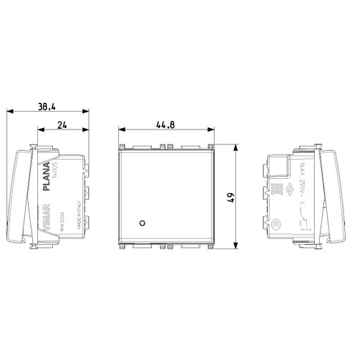 Vimar Plana 1P 16AX 2-Way Switch, 250V, IP40, Optional LED Lighting