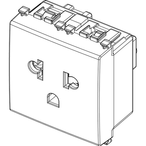 Vimar ARKÉ 2P+E USA+EU SICURY Socket Outlet, 2 Modules, 16A 250V, Flush-Mounted, Screw Terminal, IP20 - Apollo Lighting