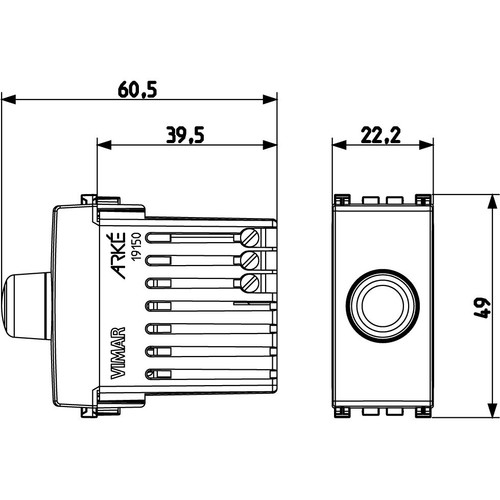 Vimar Dimmer, 230V, 100-500W, for Incandescent Lamps, Rotary Control