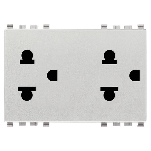 Vimar EIKON Two 2P+E USA+EU SICURY Socket Outlets, 16A, 250V, Flush Mount, 3 Module, IP20 - Apollo Lighting