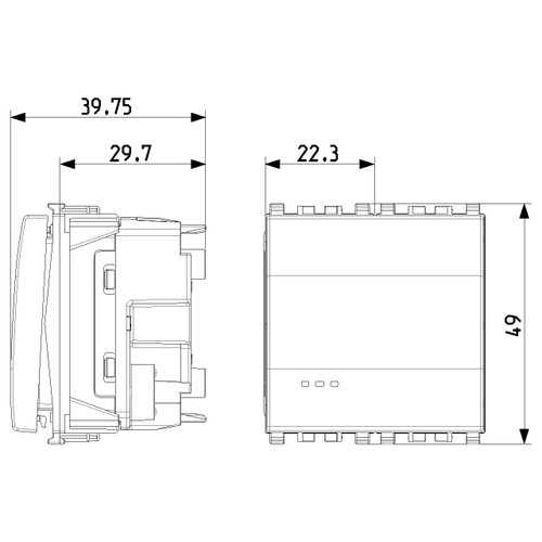 Vimar Eikon 1P 10AX 2-Way Screwless Switch, 250V, IP40, Flush-Mounted, Push-In Clamp - Apollo Lighting