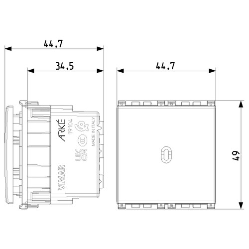 Vimar ARKÉ Axial 1P 10AX 2-Way Switch, 250V, IP40, Lightable