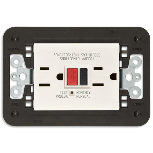 Vimar LINEA USA Duplex GFCI Outlet, 15A, 125V, Flush Mount - Apollo Lighting