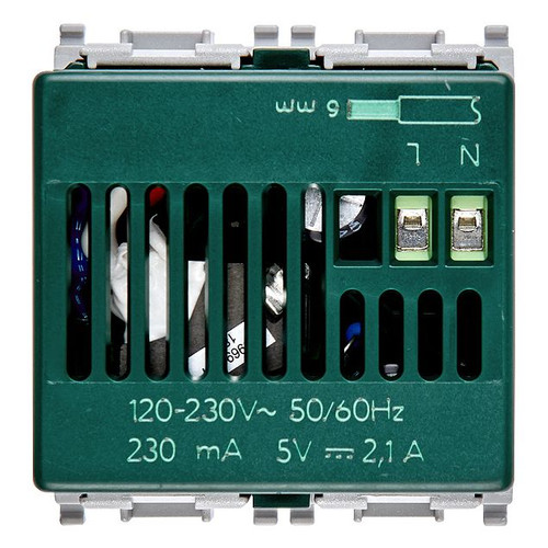 Vimar Plana 2-Module USB Supply Unit, 5V, Flush Mount