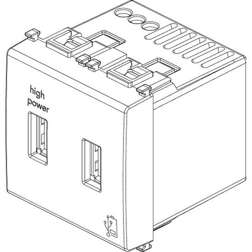 Vimar Plana 2-Module USB Supply Unit, 5V, Flush Mount