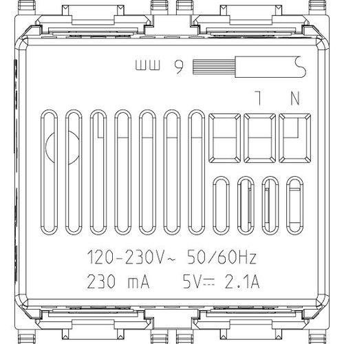 Vimar Plana 2-Module USB Supply Unit, 5V, Flush Mount