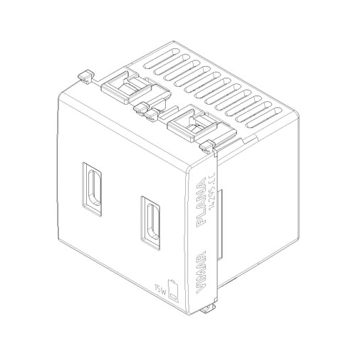 Vimar Plana 2-Module USB Supply Unit, 5V, Flush Mount