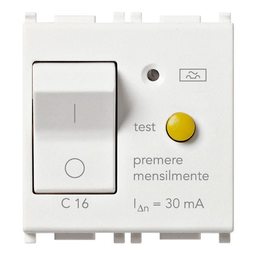 Vimar Plana 1P+N RCBO Breaker, 120-230V, IP40, Built-In, 2 Modules