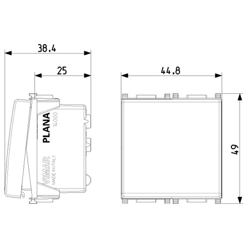 Vimar Plana 1P 10AX 1-Way Switch, 250V, Lightable, Replaceable Button