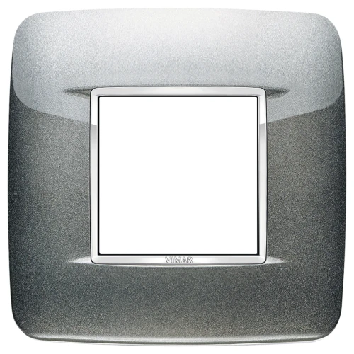 Vimar Eikon 2-Module Round British Cover Plate, 95 x 95 mm, IP00, Halogen-Free, Clamp Mounting