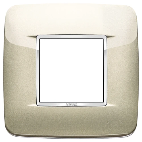 Vimar Eikon 2-Module Round British Cover Plate, 95 x 95 mm, IP00, Halogen-Free, Clamp Mounting