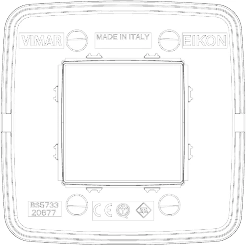 Vimar Eikon 2-Module Round British Cover Plate, 95 x 95 mm, IP00, Halogen-Free, Clamp Mounting