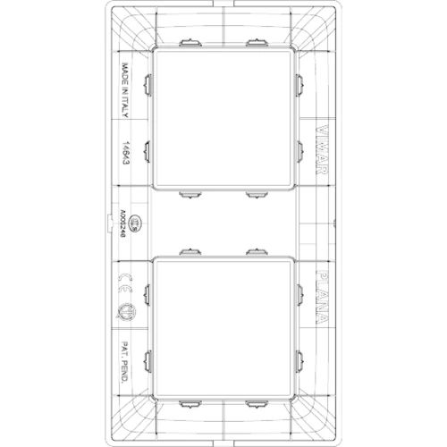 Vimar Plana 4-Module Cover Plate, 2+2 71mm Centers, Clamp Mounting