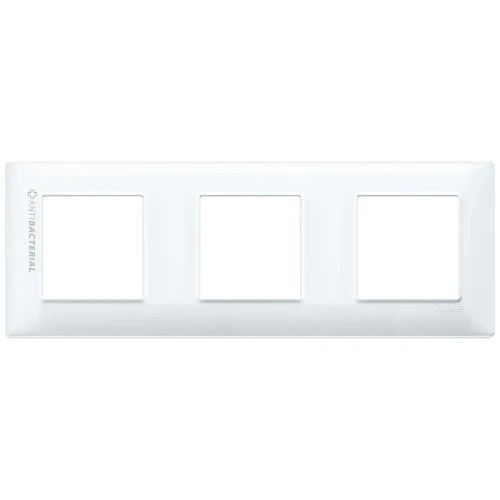Vimar Plana 6-Module (2+2+2) Cover Plate, 71 mm Center Spacing, 222 x 80 x 9 mm, Technopolymer, Clamp Mounting, Horizontal/Vertical Mount