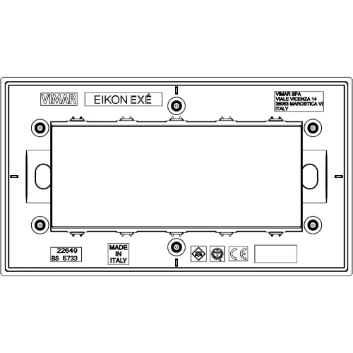 Vimar EIKON 5-Module British Standard Cover Plate, 159.3 x 90 mm, Clamp Mounting