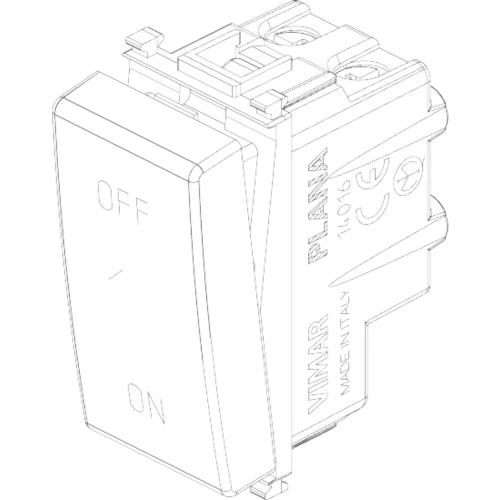 Vimar Plana 2P 20AX 1-Way Switch, 250V, IP40, Flush Mount