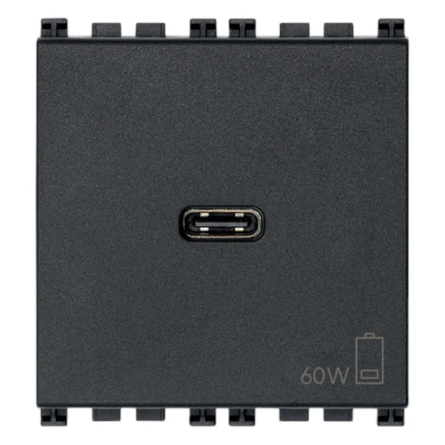 Vimar ARKÉ USB-C Supply Unit, 2 Modules, Power Delivery, 120-240V, Flush Mount