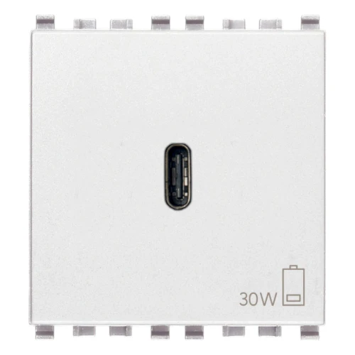 Vimar EIKON 2-Module USB-C Supply Unit, 120-240V, USB Power Delivery, Flush-Mounted, 1 USB-C Port