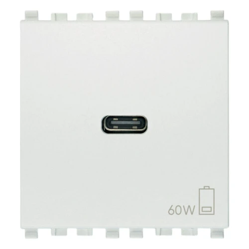 Vimar EIKON 2-Module USB-C Supply Unit, 120-240V, USB Power Delivery, Flush-Mounted, 1 USB-C Port