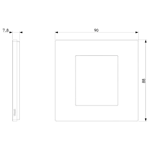 Vimar LINEA 2-Module Cover Plate, 90 x 88 mm, Horizontal/Vertical Mounting
