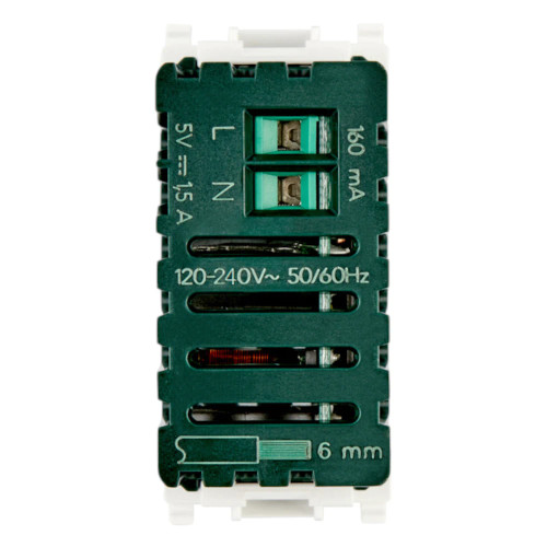 Vimar Plana 1 Module USB Power Supply Unit, 120-240V, 50/60 Hz - Apollo Lighting