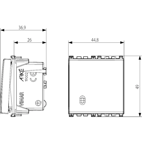 Vimar ARKÉ 1P 20AX 1-Way Switch, 250V, IP40, Flush Mount