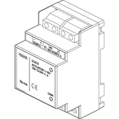Vimar By-me Plus Marine 1-10V LED Actuator, 12-24V AC/DC, 10A Relay, DIN Rail