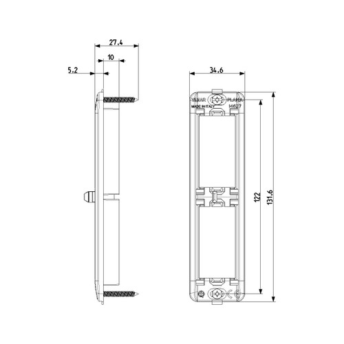 Vimar Plana 2-Module Panel-Mount Frame, With Screws, Thermoplastic