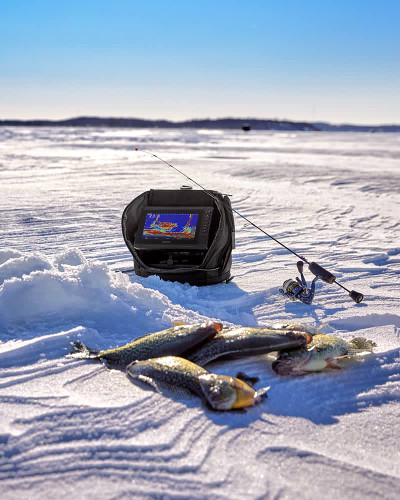 Garmin ECHOMAP UHD2 73sv Panoptix PS22-IF Ice Fishing Bundle, 7in Touchscreen with Keyed Assist, LiveVü Forward/Down, Navionics+ U.S. Inland Mapping, Pole-Free Rotator