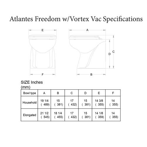 Raritan - AVHWR01202 Atlantes Freedom Toilet - With VORTEX-VAC