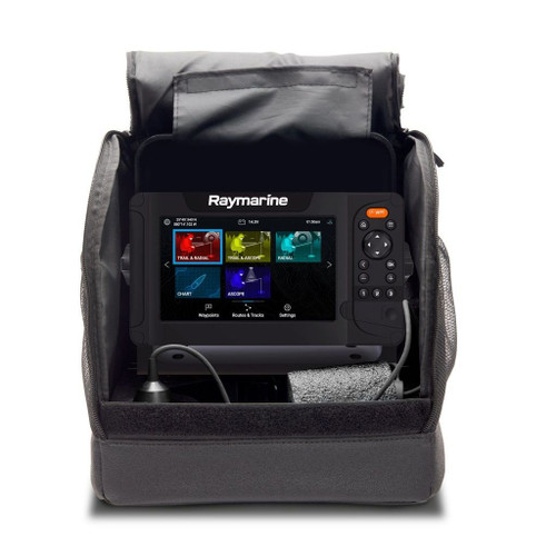 Raymarine Element Ice Fishing Kit, For Element 7 HV, CPT-S CHIRP Ice Transducer, 12V 7Ah Battery, Waterproof Bag