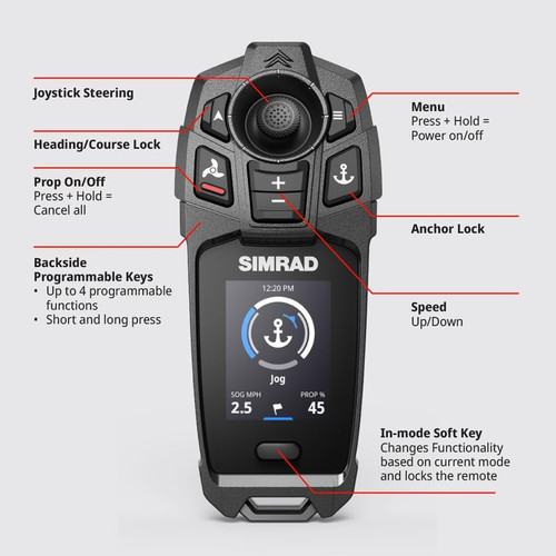 Simrad FreeSteer Joystick Remote, For RECON, Anchor Jog, 2in LCD
