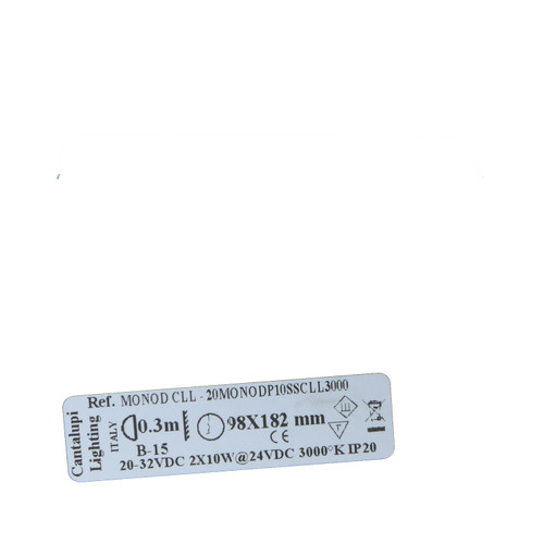 Cantalupi MONOD CLL LED Panel – 3000K Warm White, 98x182 mm, 20–32VDC, Dimmable Dual 10W @ 24VDC, IP20