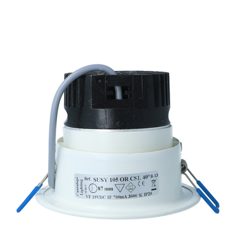 Cantalupi SUSY 105 OR Series Recessed Marine Spotlight – 700mA, Ø87 mm, 3000K, 19VDC, IP20, 25°/40° Optics