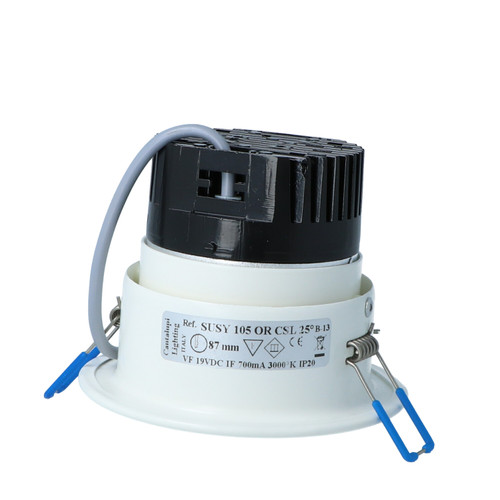 Cantalupi SUSY 105 OR Series Recessed Marine Spotlight – 700mA, Ø87 mm, 3000K, 19VDC, IP20, 25°/40° Optics