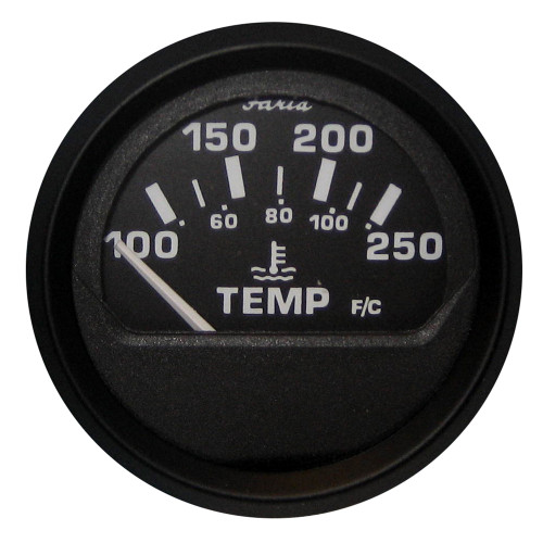 Faria Euro Black 2" Water Temperature Gauge (100-250°F) 12812
