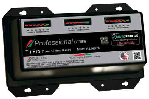 Dual Pro PS3AUTO Battery Charger, Auto Profile 3 Bank 45 Amps PS3AUTO - Apollo Lighting