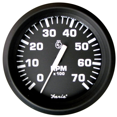 Faria Euro Black 4" Tachometer - 7,000 RPM (Gas - All Outboard) 32805