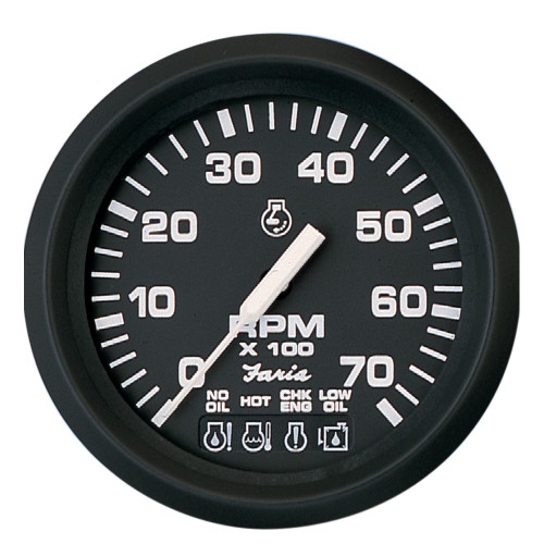 Faria Euro Black 4" Tachometer w/Systemcheck 7000 RPM (Gas) f/ Johnson / Evinrude Outboard 32850