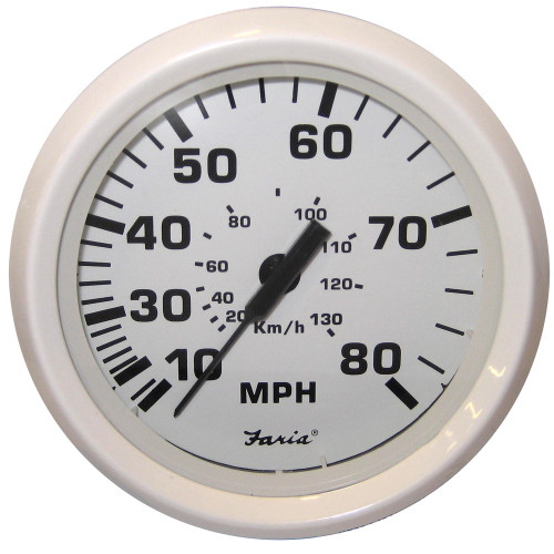 Faria Dress White 4" Speedometer - 80MPH (Pitot) 33113