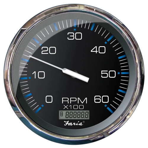 Faria Chesapeake Black 5" Tachometer w/Digital Hourmeter - 6000 RPM (Gas) (Inboard) 33763