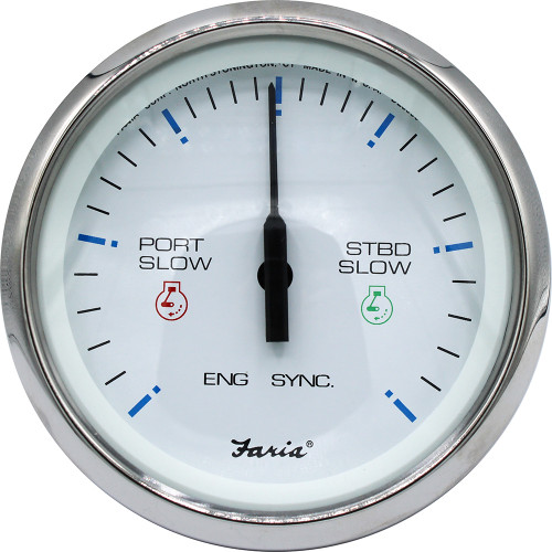 Faria 4" Chesapeake SS White Engine Synchronizer - Dual Gas & Var Ratio Alt Diesel 33801