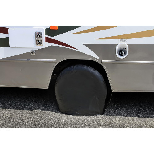 Camco 24"-26" Black Vinyl Wheel & Tire Cover - 2 Pack 45246