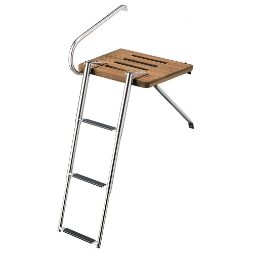 Whitecap Teak Swim Platform w/3-Step Telescoping Ladder f/Boats w/Outboard Motors 68902 - Apollo Lighting