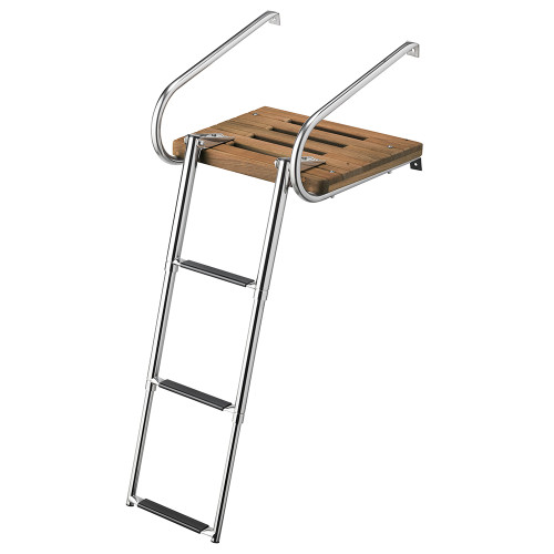 Whitecap Teak Swim Platform w/3-Step Telescoping Ladder f/Boats w/Inboard/Outboard Motors 68906