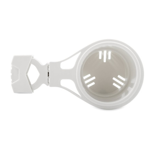 Camco Clamp-On Rail Mounted Cup Holder - Small for Up to 1-1/4" Rail - White 53086