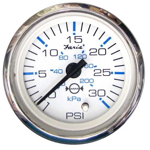 Faria Chesapeake White SS 2" Water Pressure Gauge (30 PSI) 13812