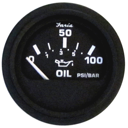 Faria Euro Black 2" Oil Pressure Gauge (100 PSI) 12845